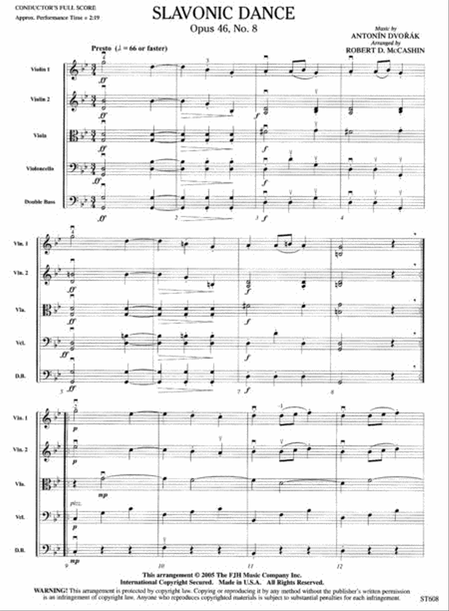 Slavonic Dance, Opus 46, No. 8 String Orchestra scores gallery preview page 2
