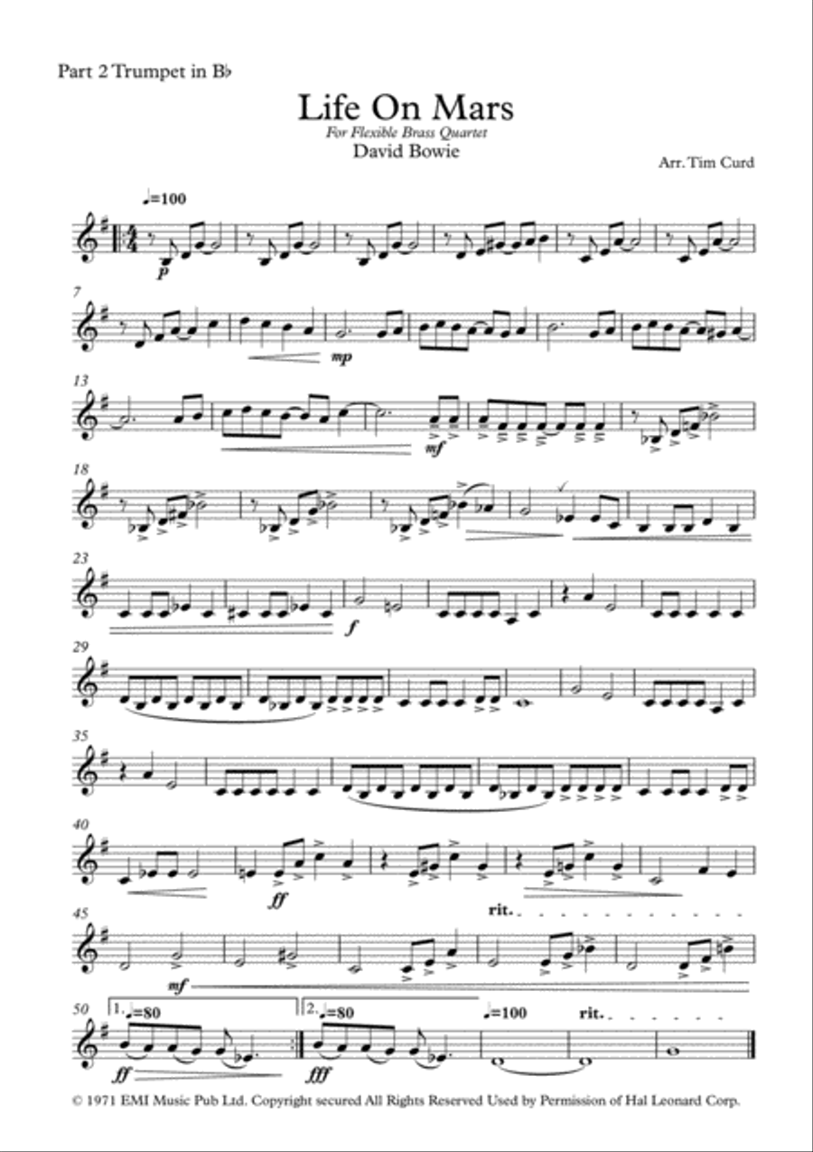 Life On Mars Euphonium scores gallery preview page 6