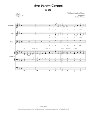 Ave Verum Corpus (Vocal Trio (SAB) - Organ Accompaniment)
