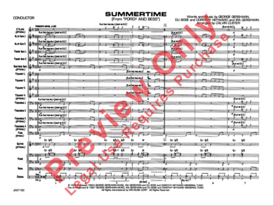 Summertime (from Porgy and Bess) Jazz Ensemble scores gallery preview page 4