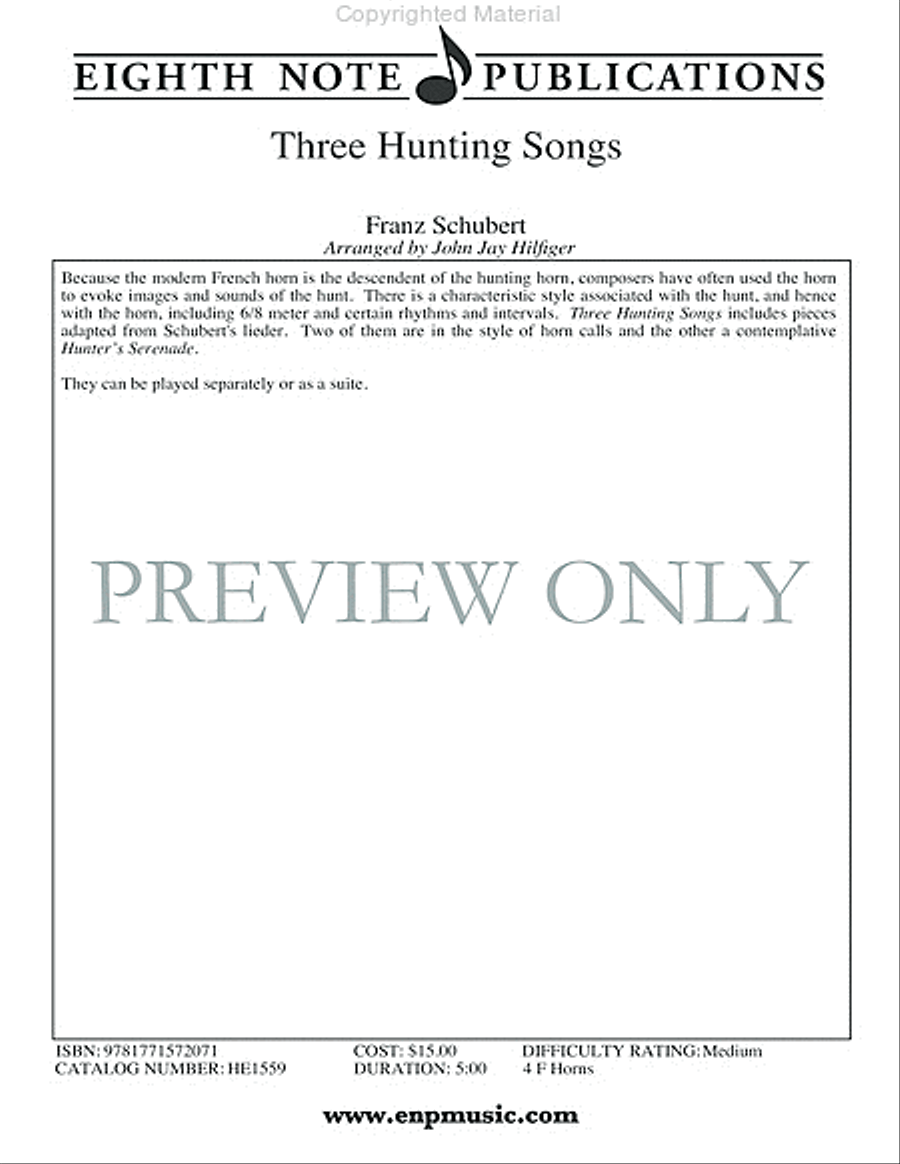 Three Hunting Songs French Horn Quartet scores gallery preview page 2