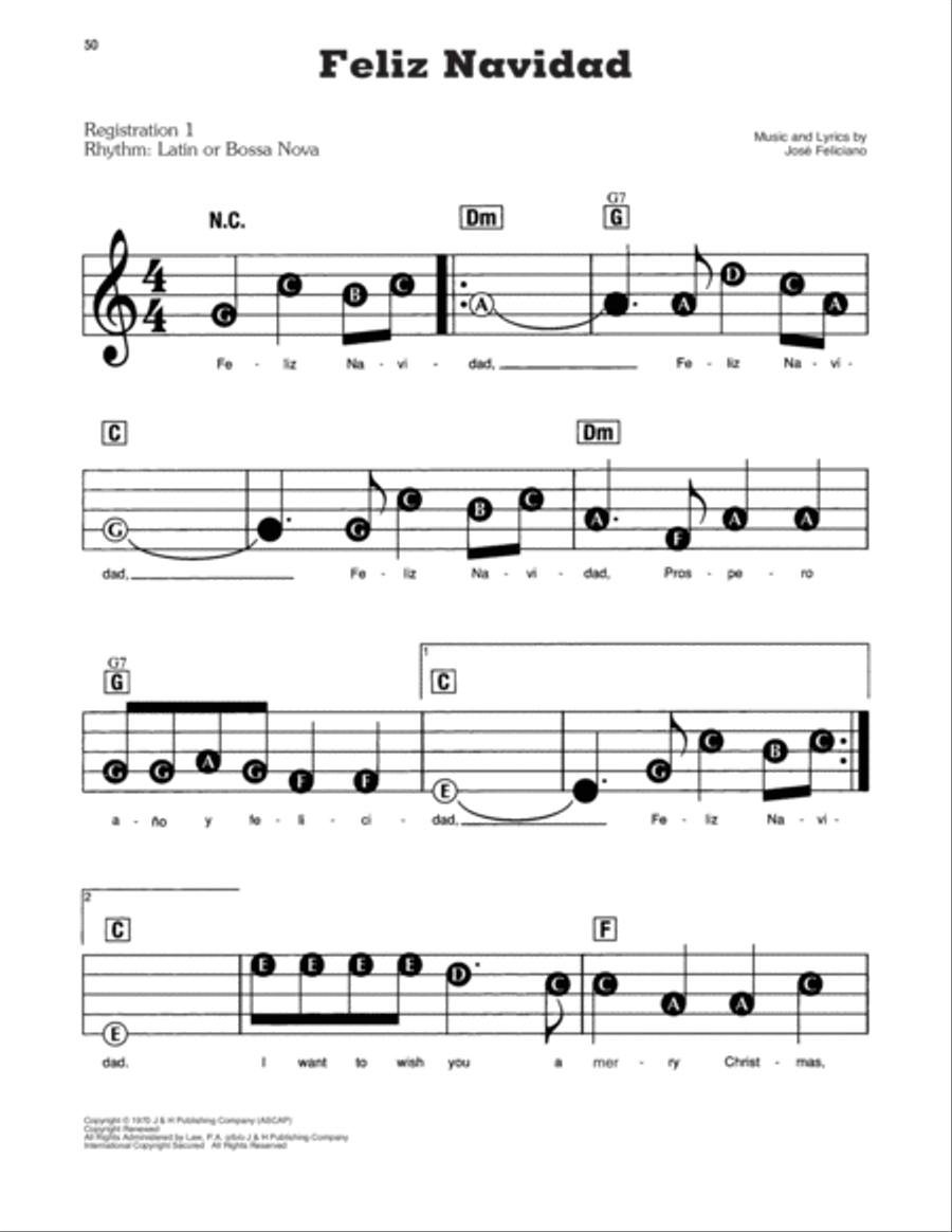 Feliz Navidad Electronic Keyboard scores gallery preview page 1