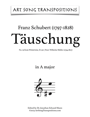Book cover for SCHUBERT: Täuschung, D. 911 no. 19 (transposed to A major)