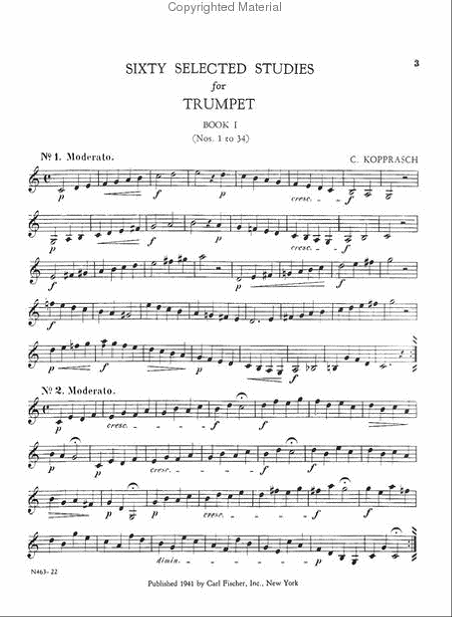 Sixty Selected Studies for Trumpet, Book I B-Flat Trumpet scores gallery preview page 2