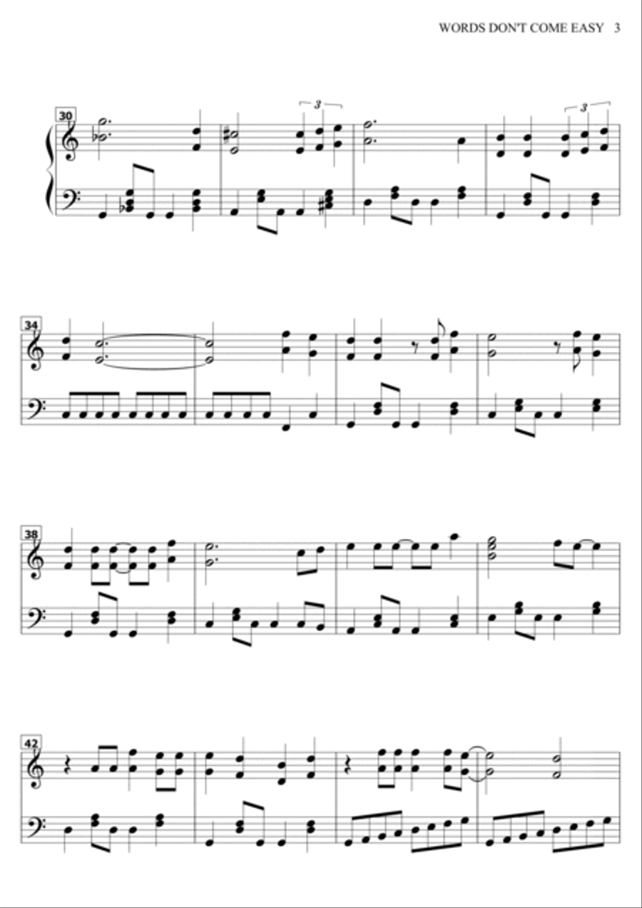 Words Don't Come Easy Piano Solo scores gallery preview page 3