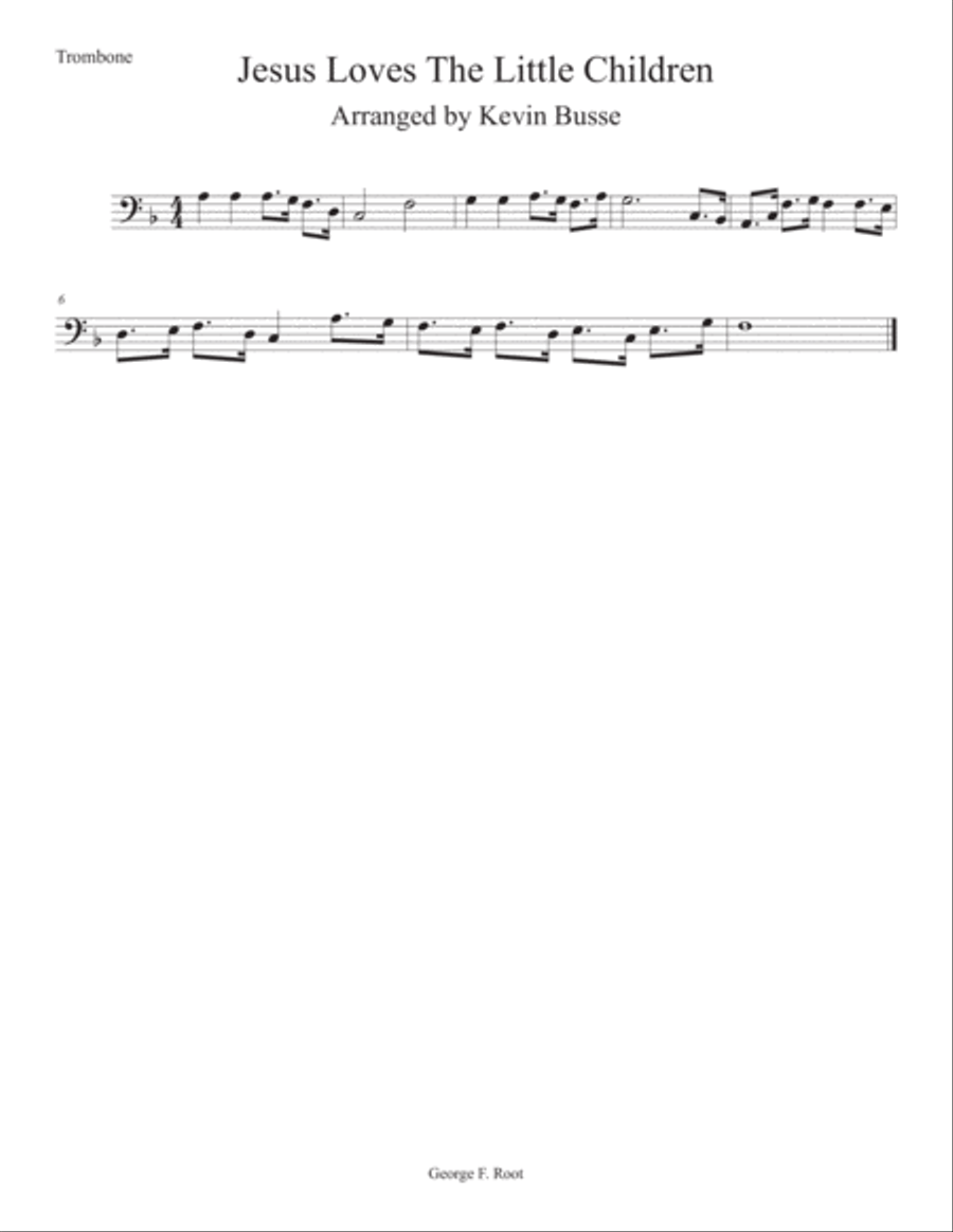 Jesus Loves The Little Children - Trombone Trombone Solo scores gallery preview page 1