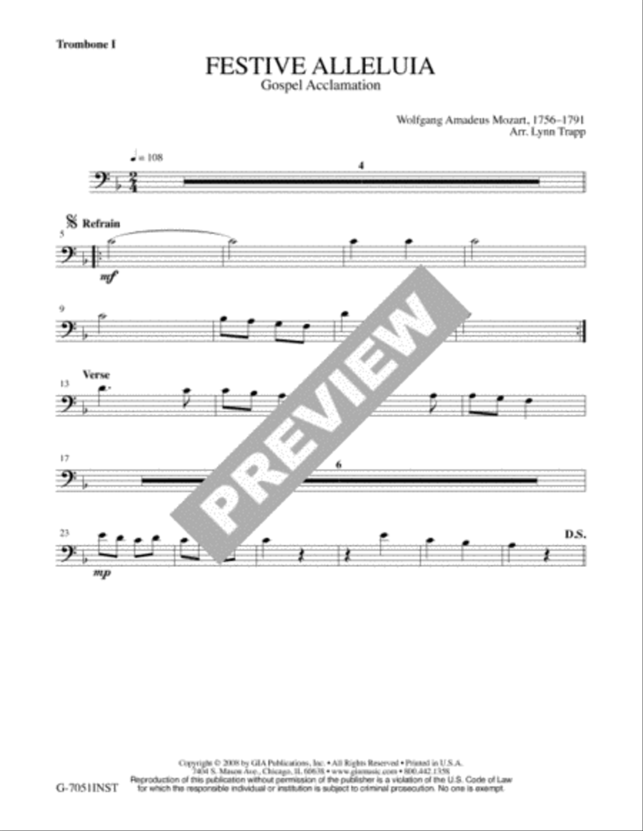 Festive Alleluia - Instrument edition Trombone scores gallery preview page 3