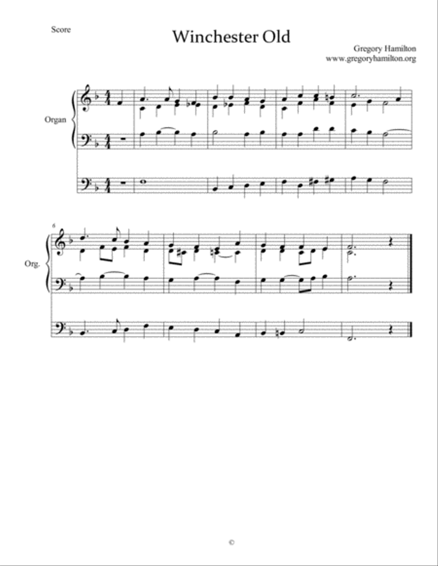 Winchester Old - While Shepherds Watched Their Flocks by Night - Alternative Harmonization Organ Solo scores gallery preview page 1