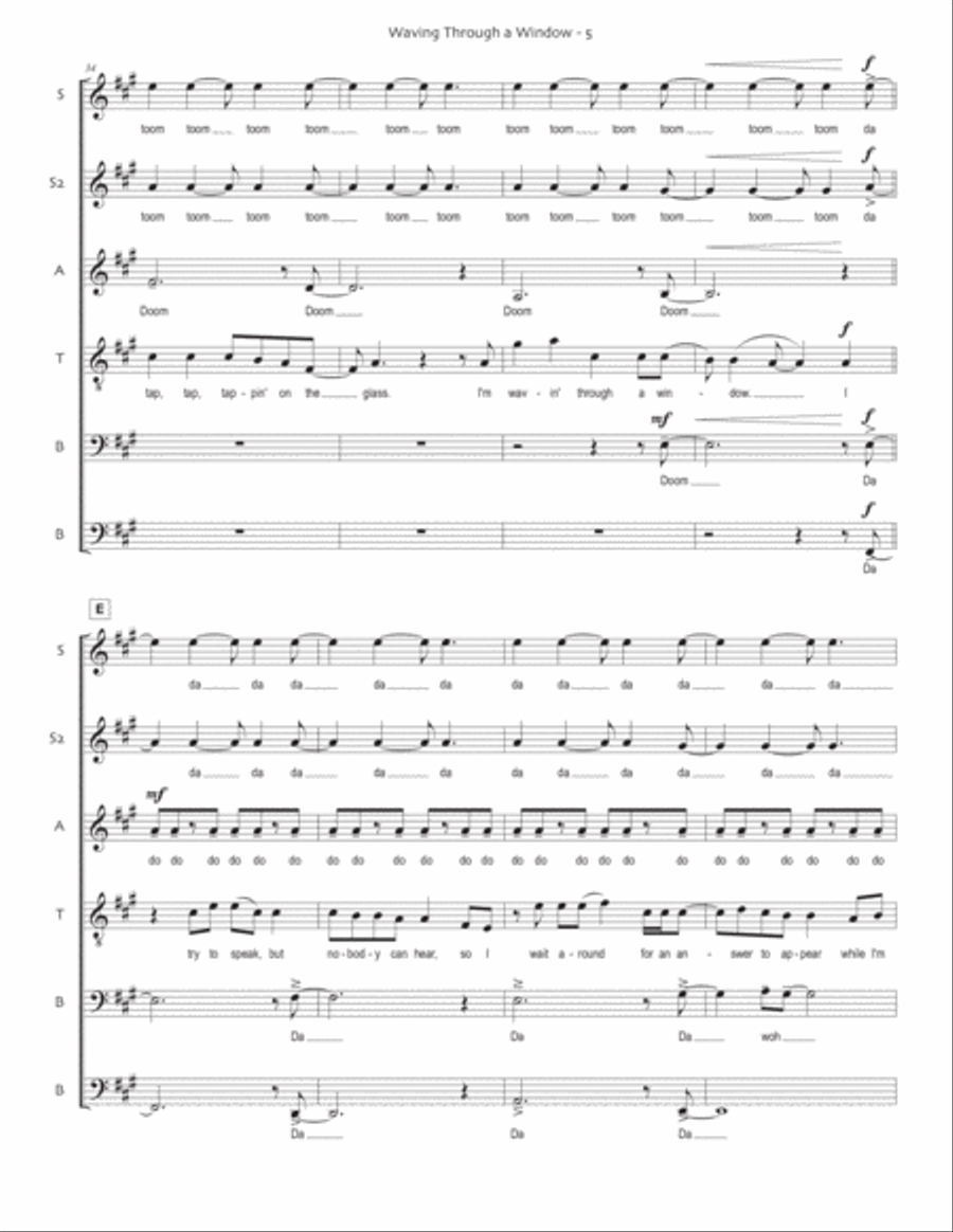Waving Through A Window 4-Part scores gallery preview page 5