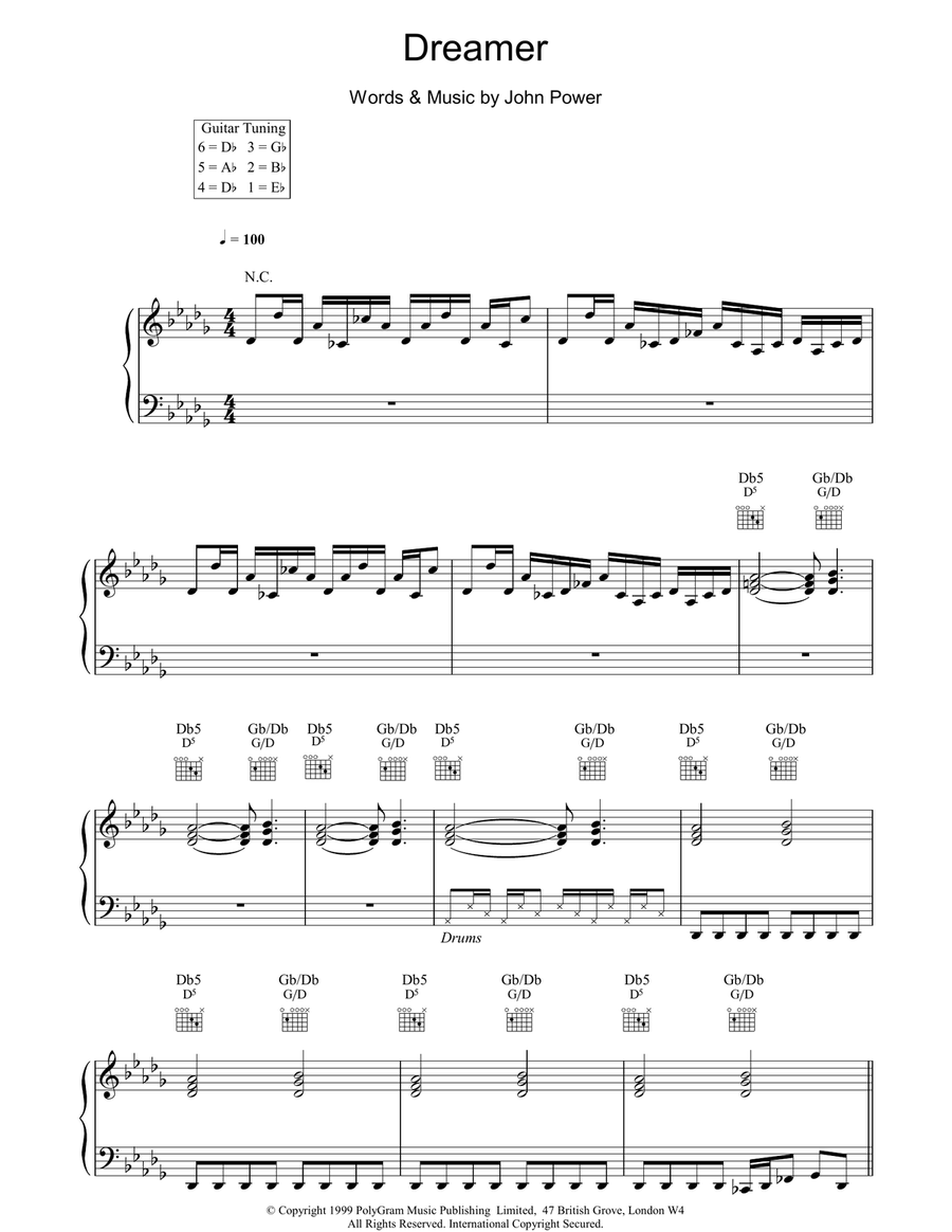Dreamer Piano, Vocal, Guitar scores gallery preview page 1