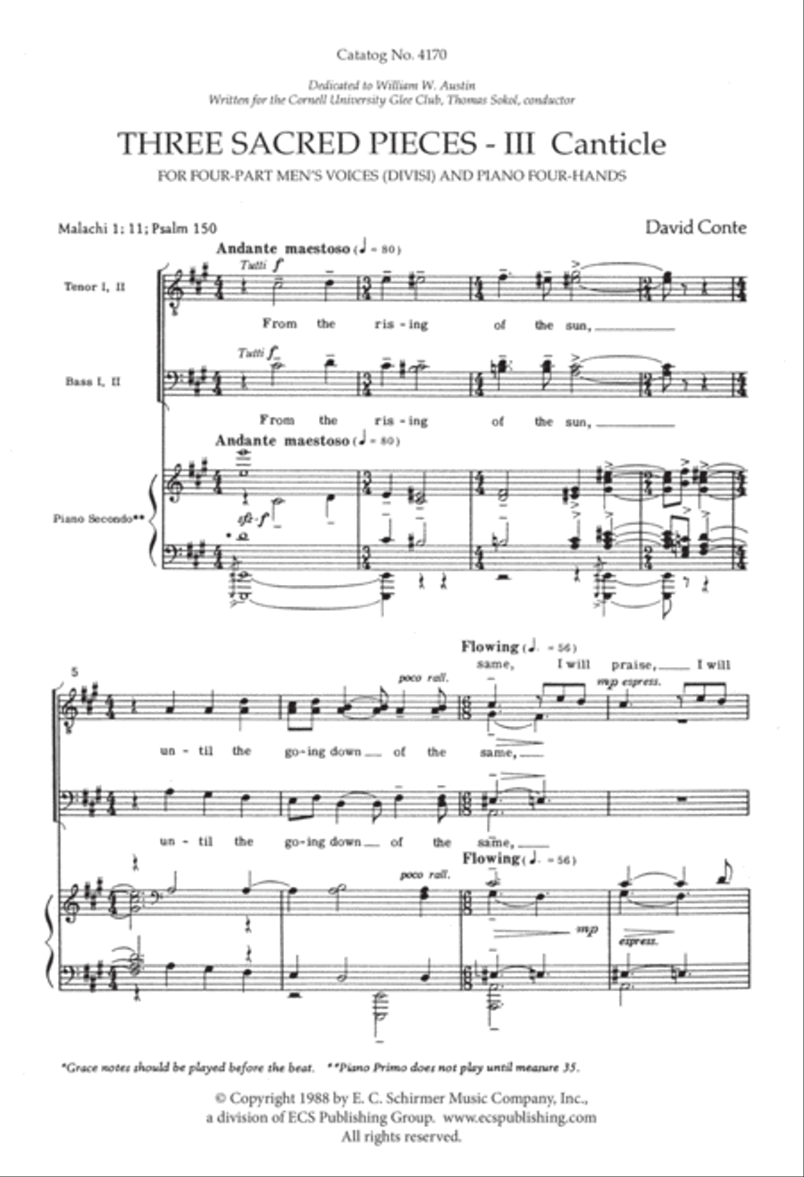 Three Sacred Pieces: 3. Canticle TTBB scores gallery preview page 2