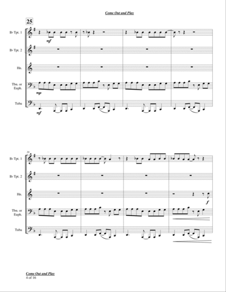 Come Out And Play (keep 'em Separated) Chamber Music scores gallery preview page 4