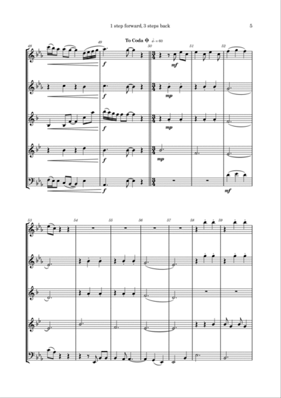 1 Step Forward, 3 Steps Back Woodwind Quintet scores gallery preview page 5