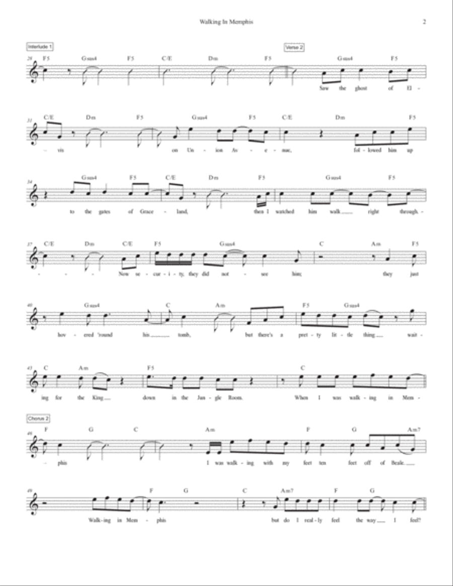 Walking In Memphis Piano scores gallery preview page 2