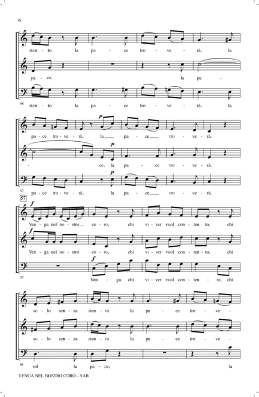Venga Nel Nostro Coro Venga Nel Nostro Coro 3-Part scores gallery preview page 4