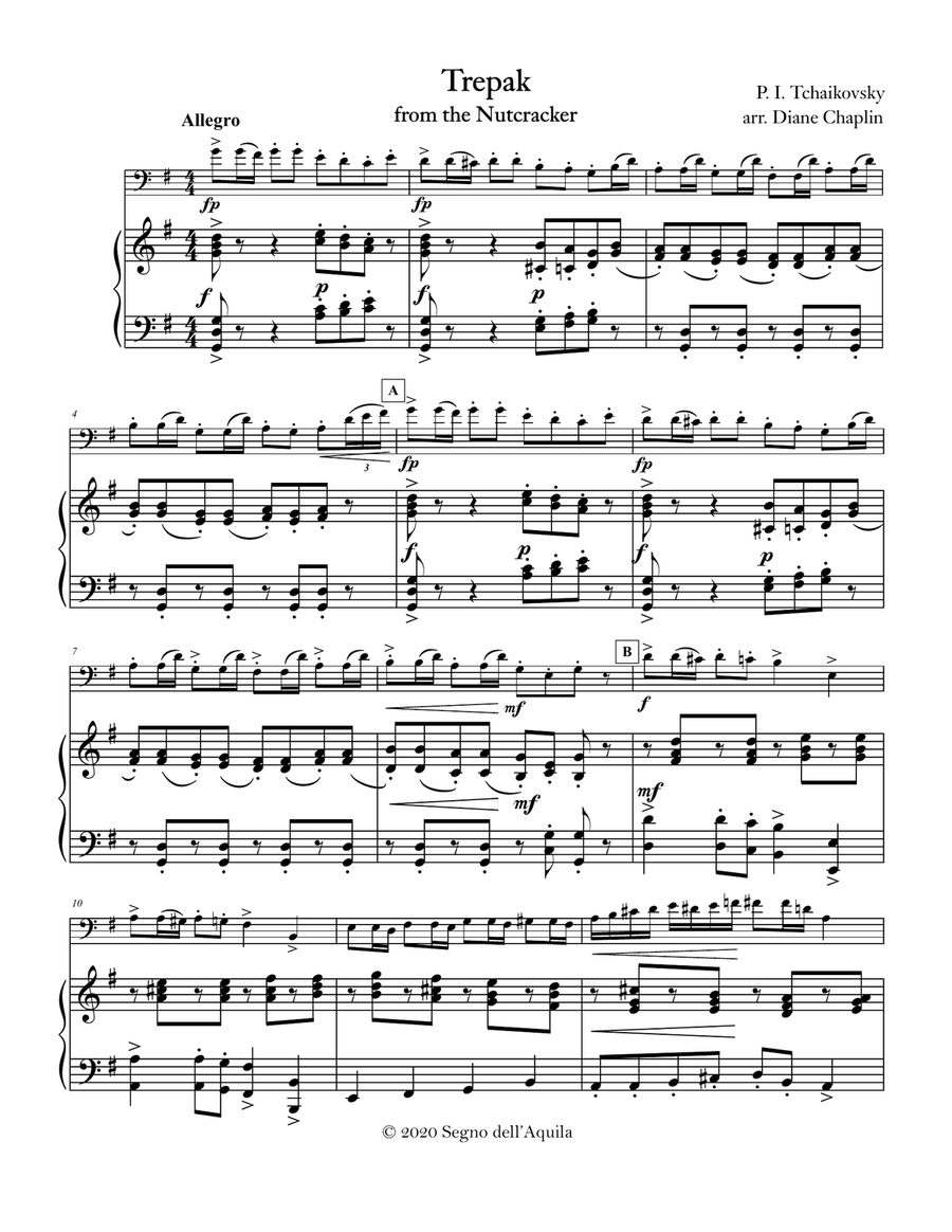 Trepak from The Nutcracker - Cello and Piano Piano Accompaniment scores gallery preview page 2