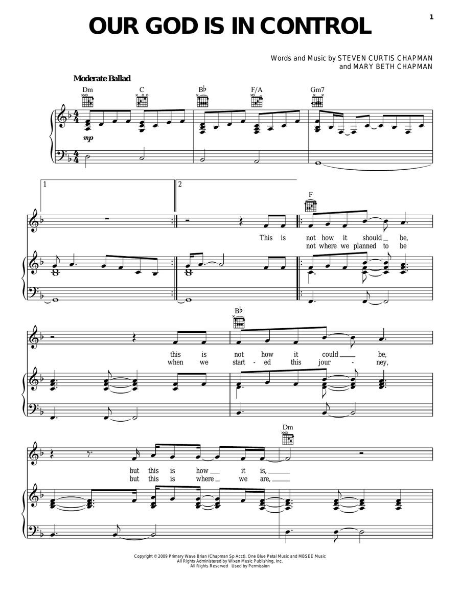 Our God Is In Control Piano, Vocal, Guitar scores gallery preview page 1