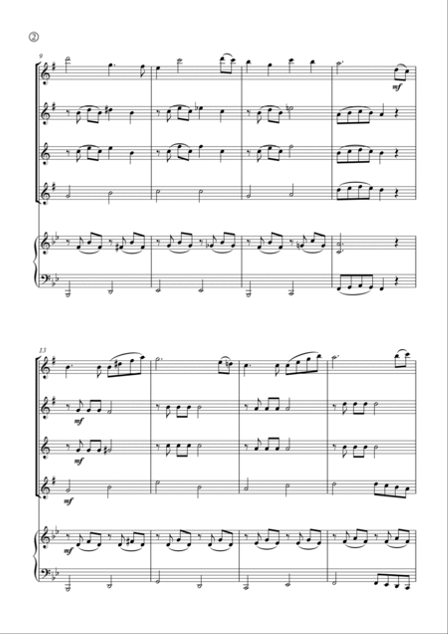 Hymne A L'amour Saxophone Quartet scores gallery preview page 2