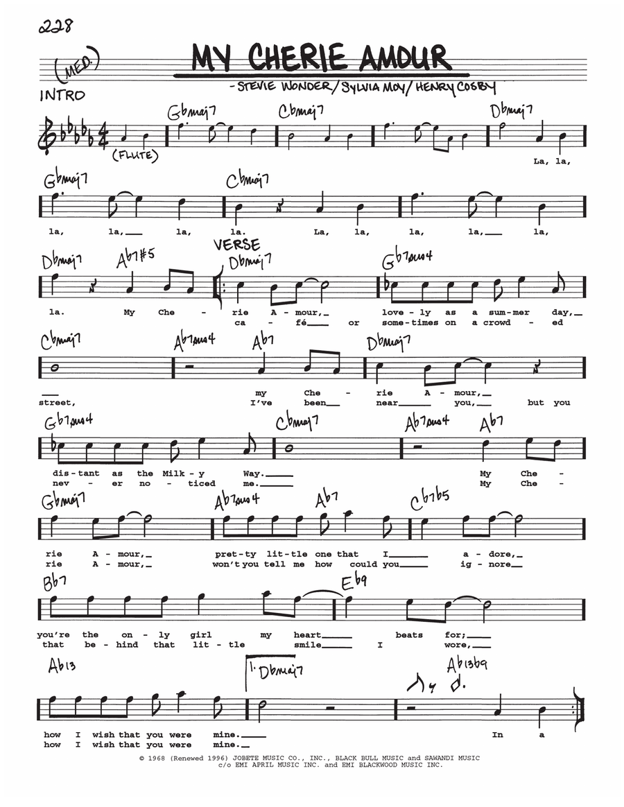 My Cherie Amour My Cherie Amour Voice scores gallery preview page 1