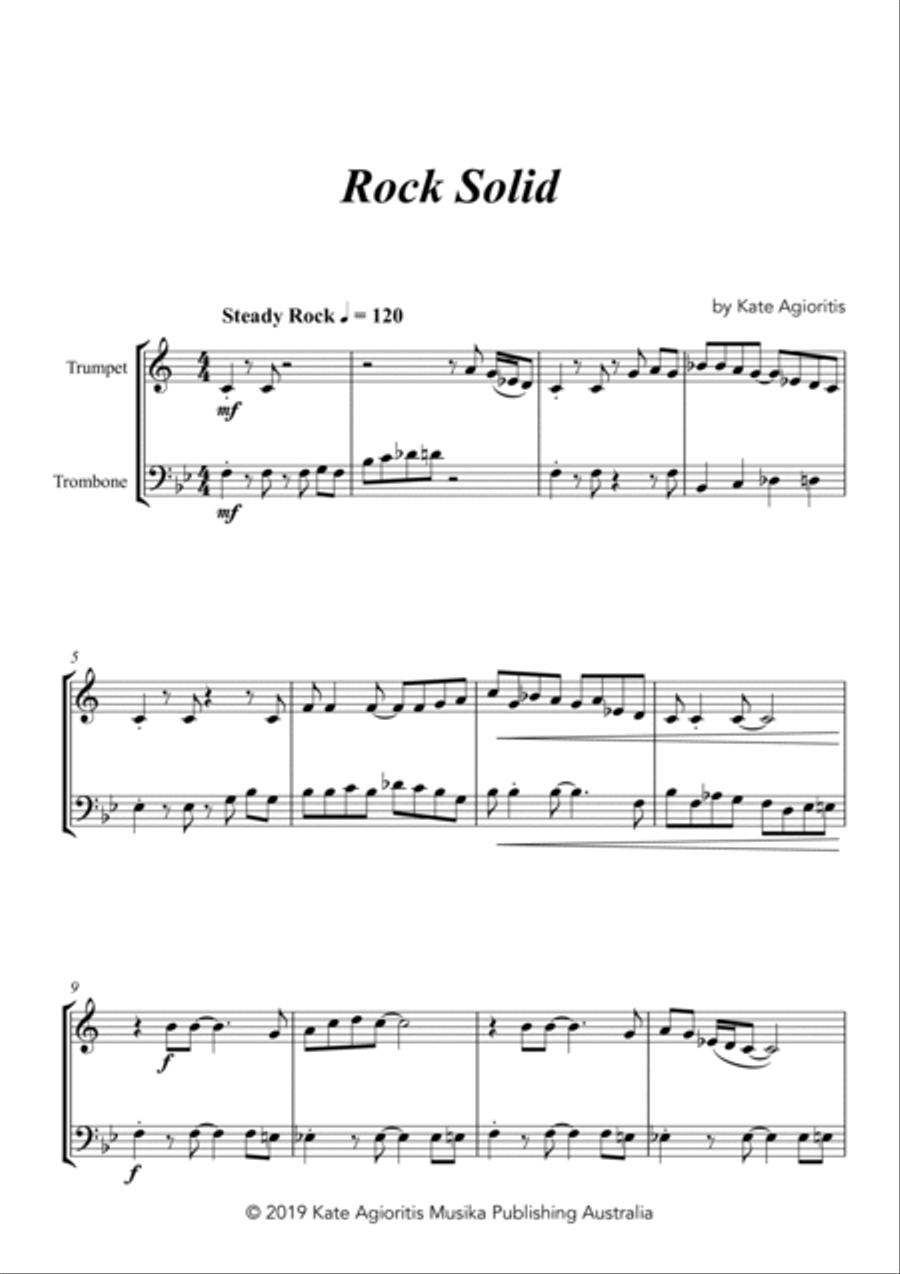 Rock Solid - Trumpet/Trombone Duet Brass Duet scores gallery preview page 5