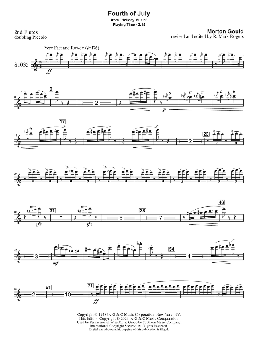 Fourth of July (arr. R. Mark Rogers) - Flute 2 Concert Band scores gallery preview page 1