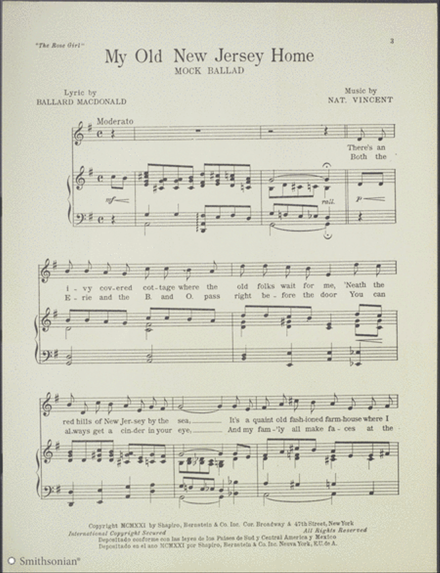 My Old New Jersey Home Piano, Vocal scores gallery preview page 3