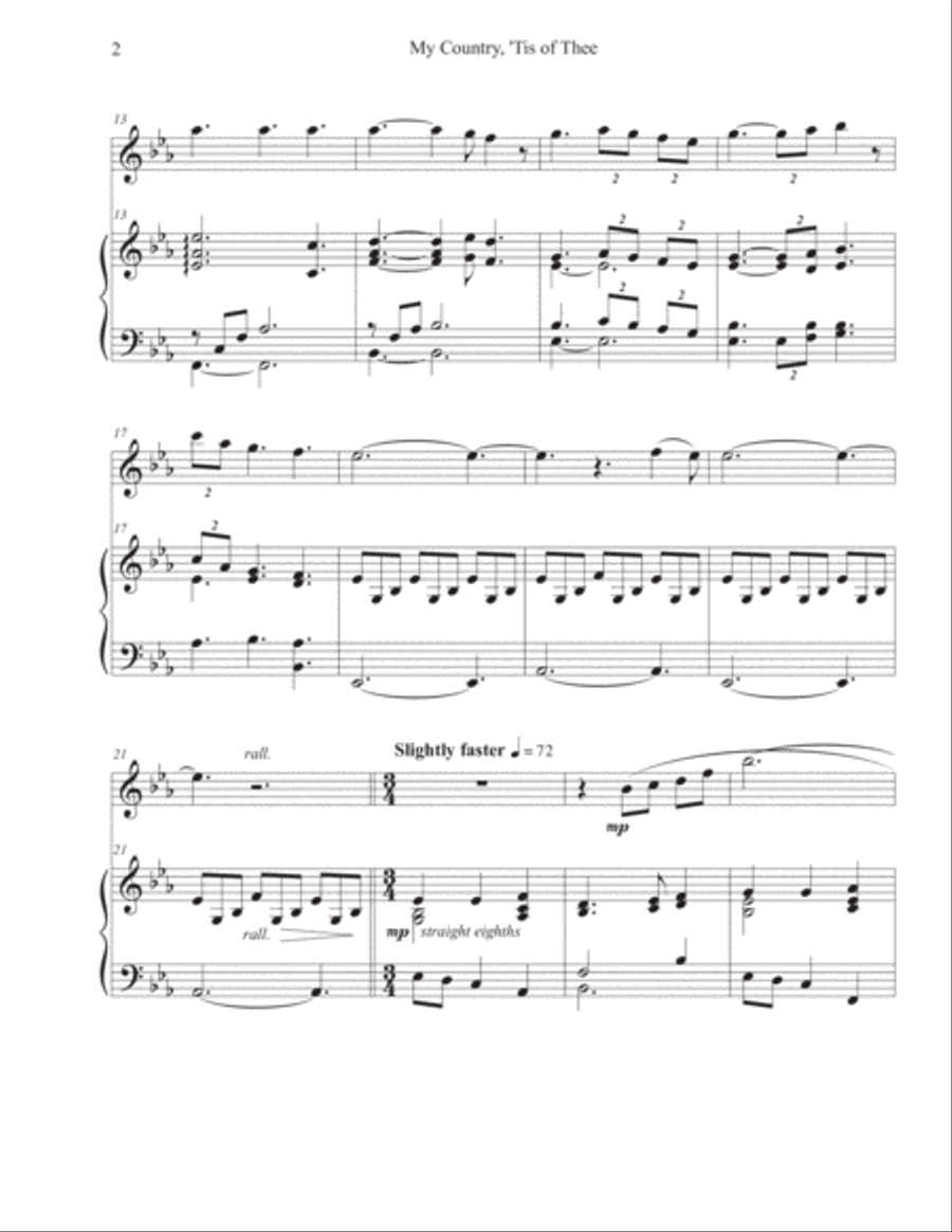 My Country, 'Tis of Thee (Flute-Piano) Flute Solo scores gallery preview page 2