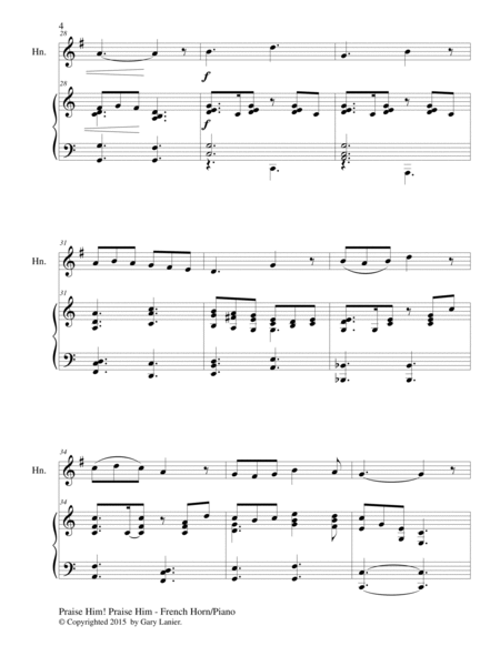 PRAISE HIM! PRAISE HIM! (Duet – French Horn and Piano/Score and Part) image number null