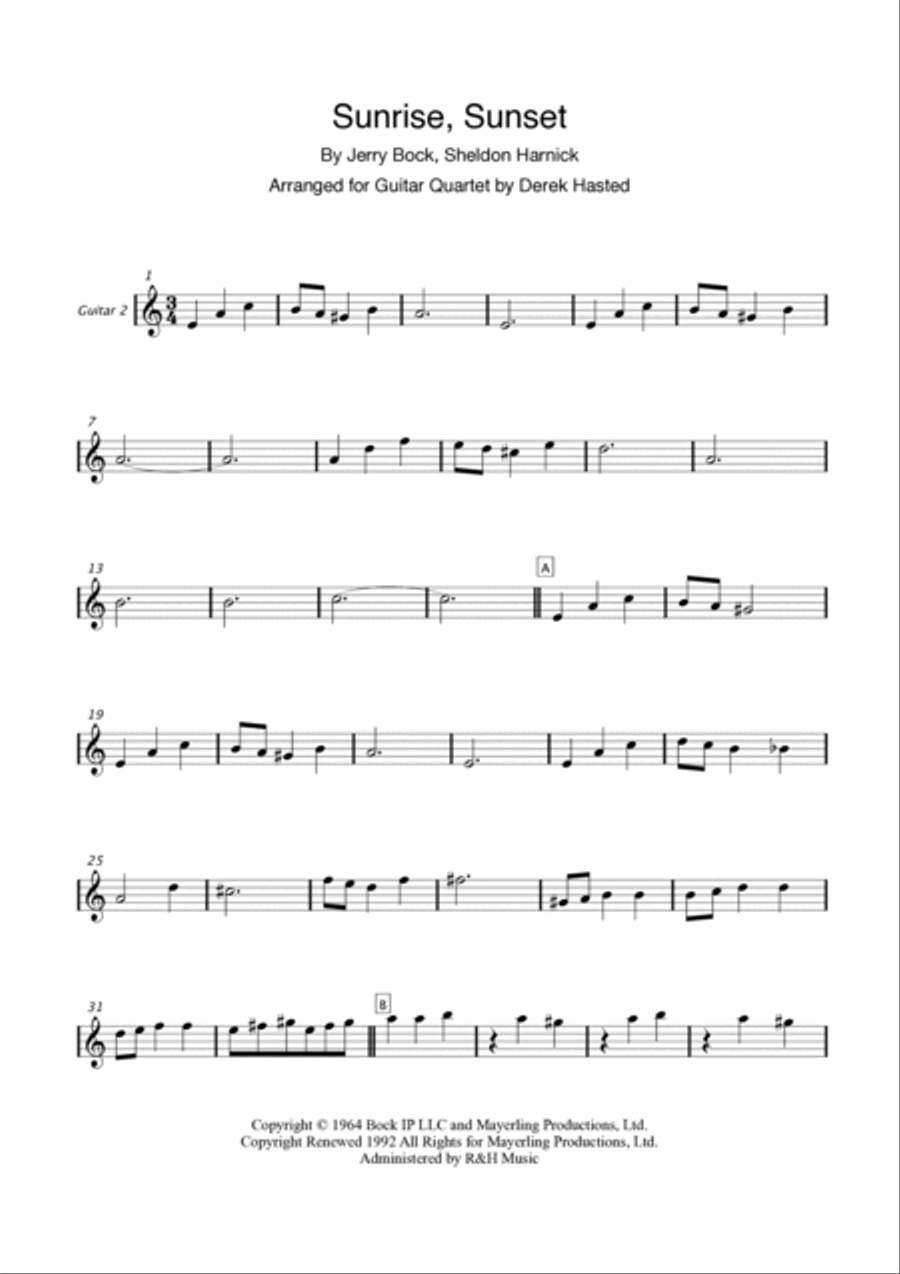 Sunrise, Sunset Guitar Ensemble scores gallery preview page 5