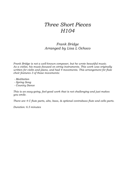 Three Short Pieces H104 for Flute Choir image number null