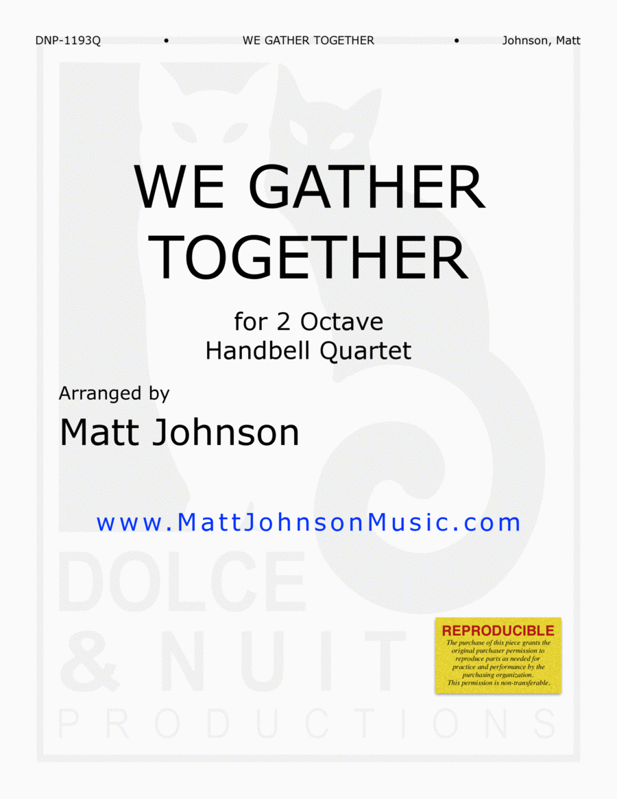 We Gather Together ~ Handbell Quartet - REPRODUCIBLE Handbell Choir scores gallery preview page 1