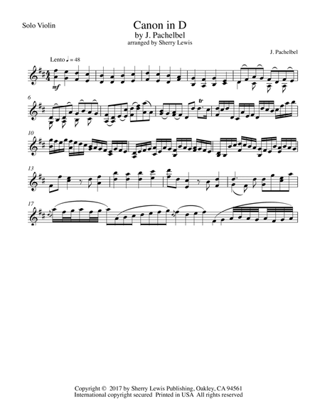 CANON IN D Violin Solo, Intermediate Level image number null