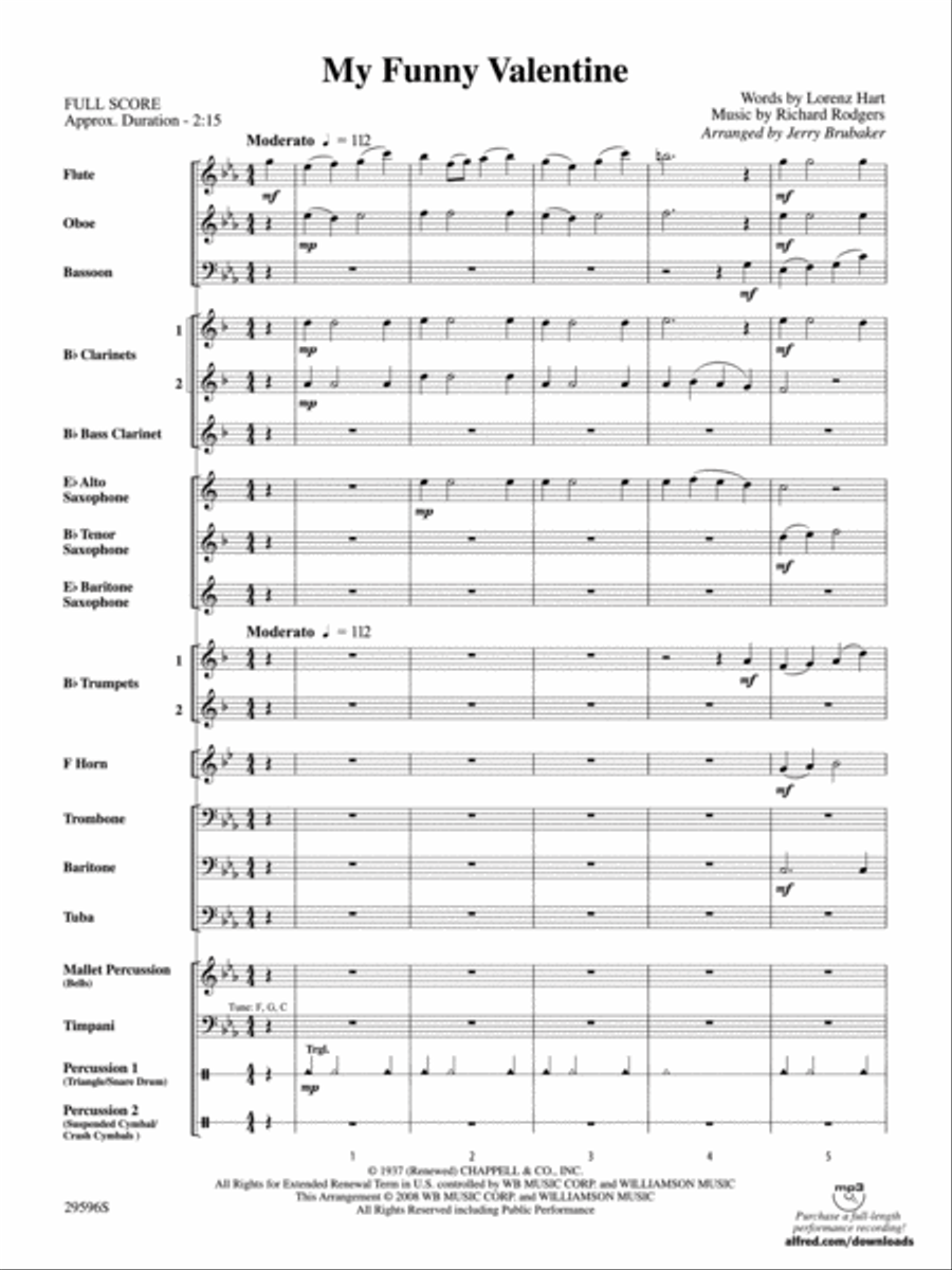 My Funny Valentine Concert Band scores gallery preview page 2