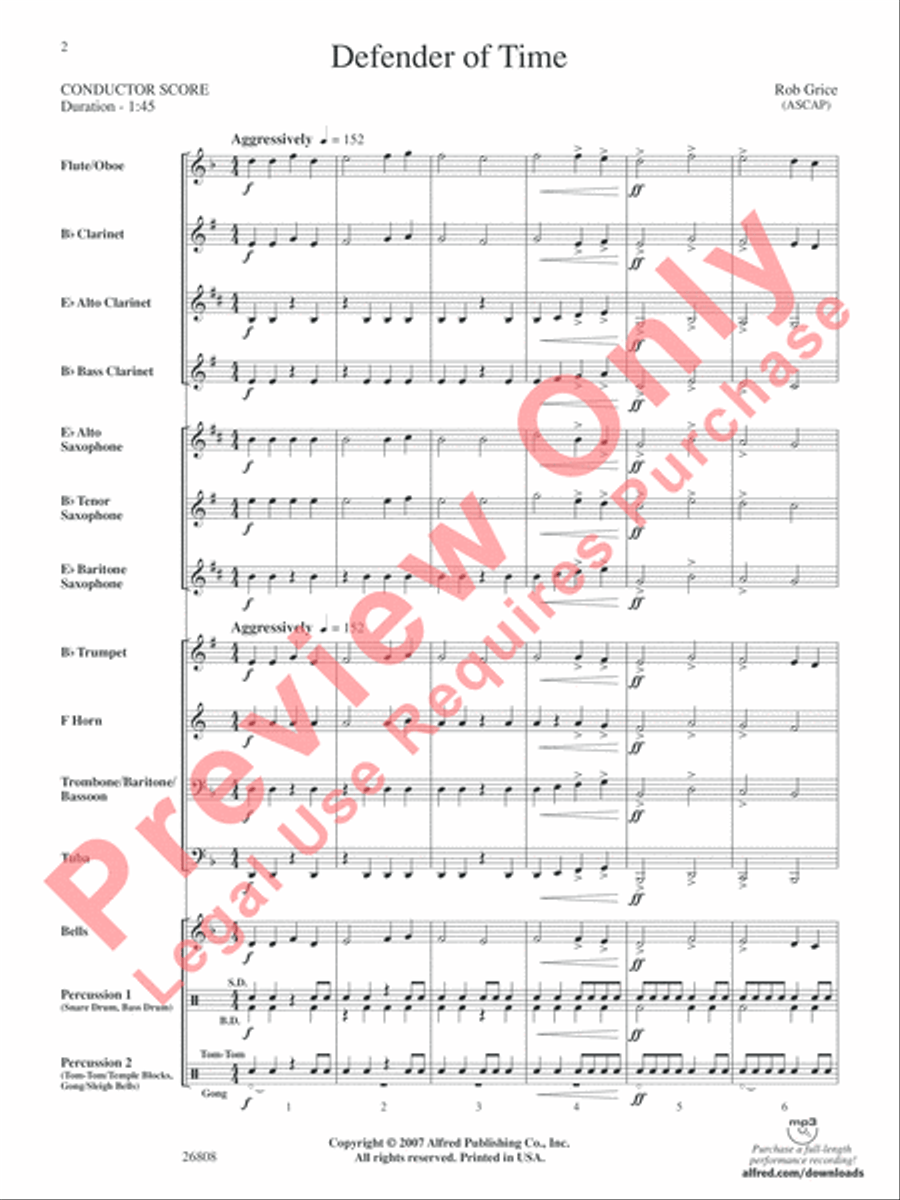 Defender of Time Concert Band scores gallery preview page 3
