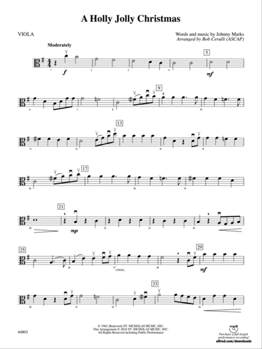 A Holly Jolly Christmas: Viola String Orchestra scores gallery preview page 1