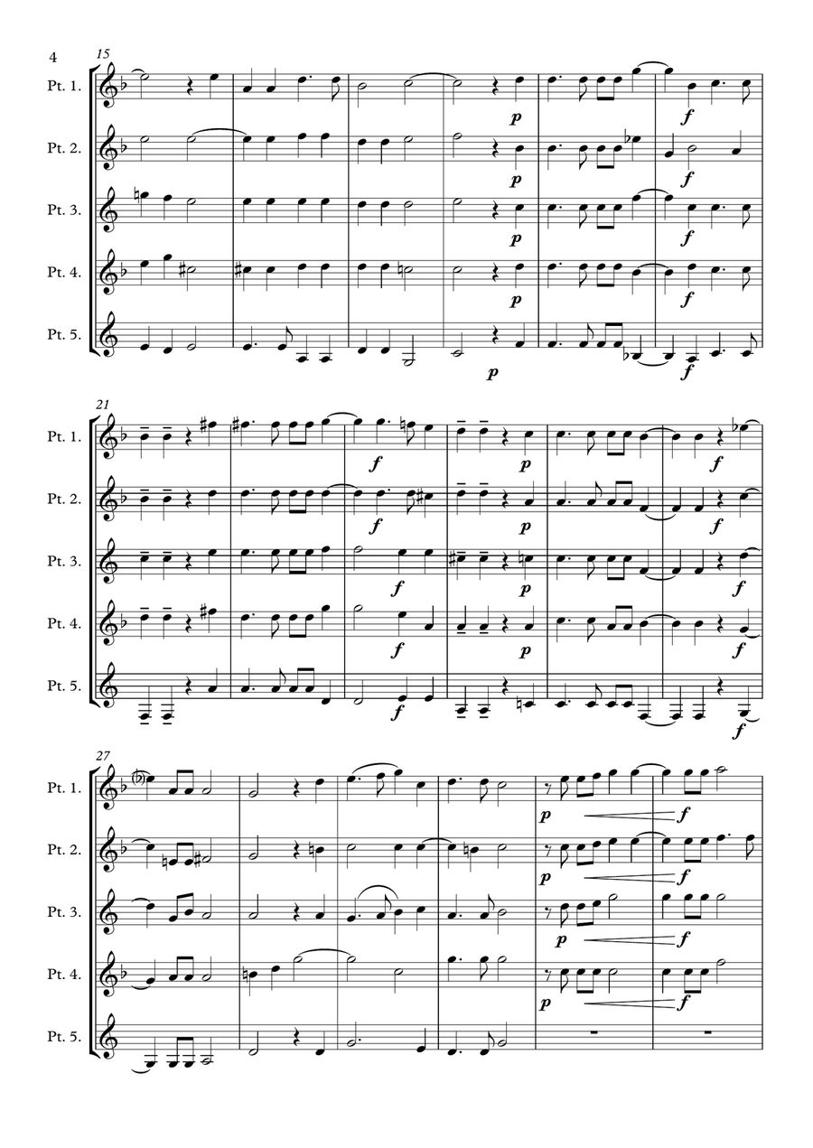 Monteverdi - The Fifth Book of Madrigals (1605) - 4. Ecco Silvio Brass Ensemble scores gallery preview page 4