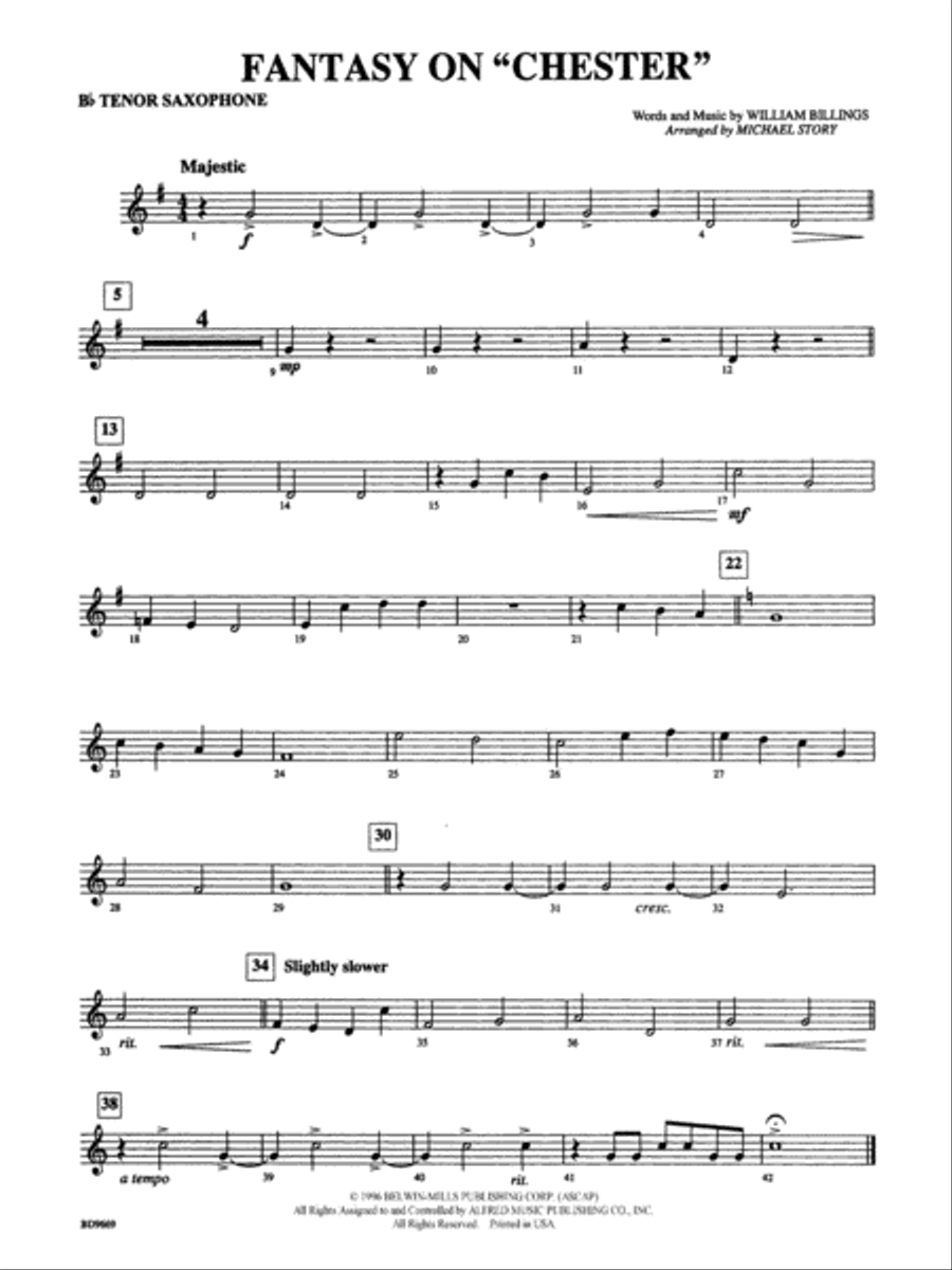 Fantasy on "Chester": B-flat Tenor Saxophone