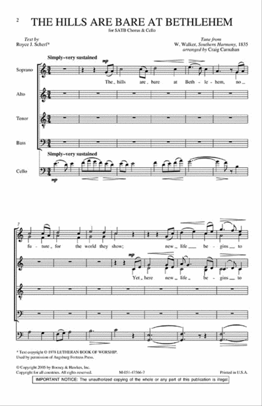 The Hills Are Bare at Bethlehem 4-Part scores gallery preview page 2