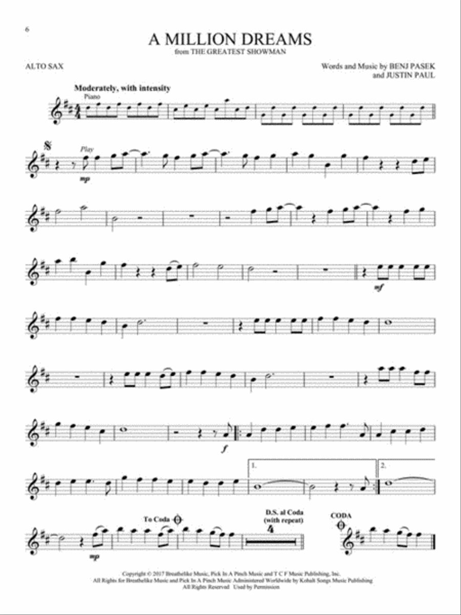 Songs from A Star Is Born, La La Land, The Greatest Showman, and More Movie Musicals Alto Saxophone scores gallery preview page 4