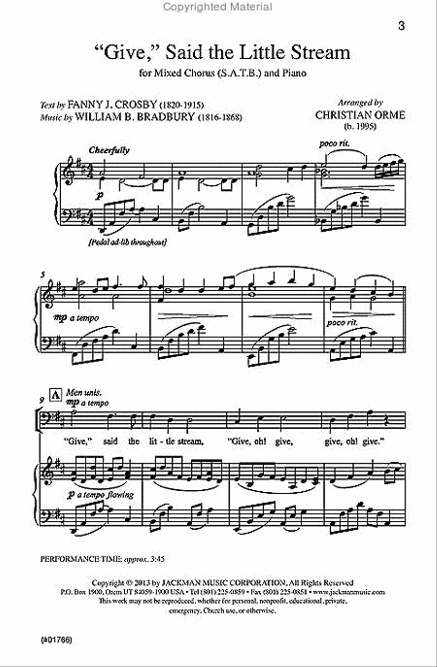 Give Said the Little Stream - SATB image number null