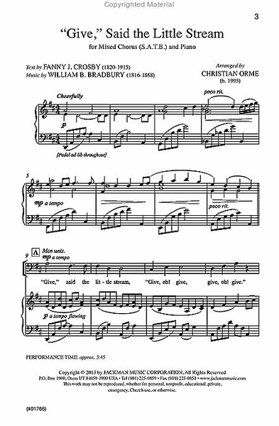 Give Said the Little Stream - SATB image number null