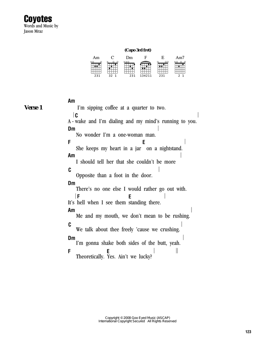 Coyotes Acoustic Guitar scores gallery preview page 1