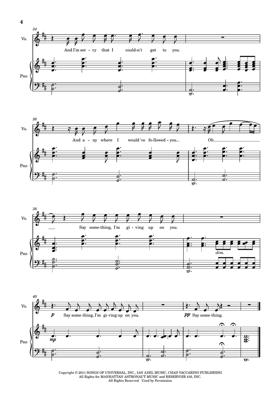 Say Something Piano, Vocal scores gallery preview page 5