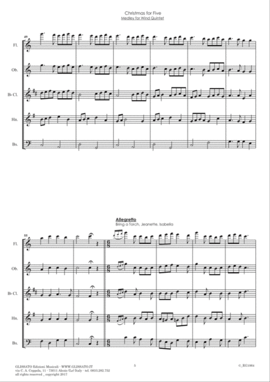 Christmas for Five - Woodwind Quintet (score & parts) image number null