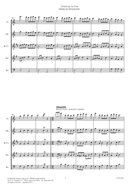 Christmas for Five - Woodwind Quintet (score & parts) by Various Bassoon - Digital Sheet Music