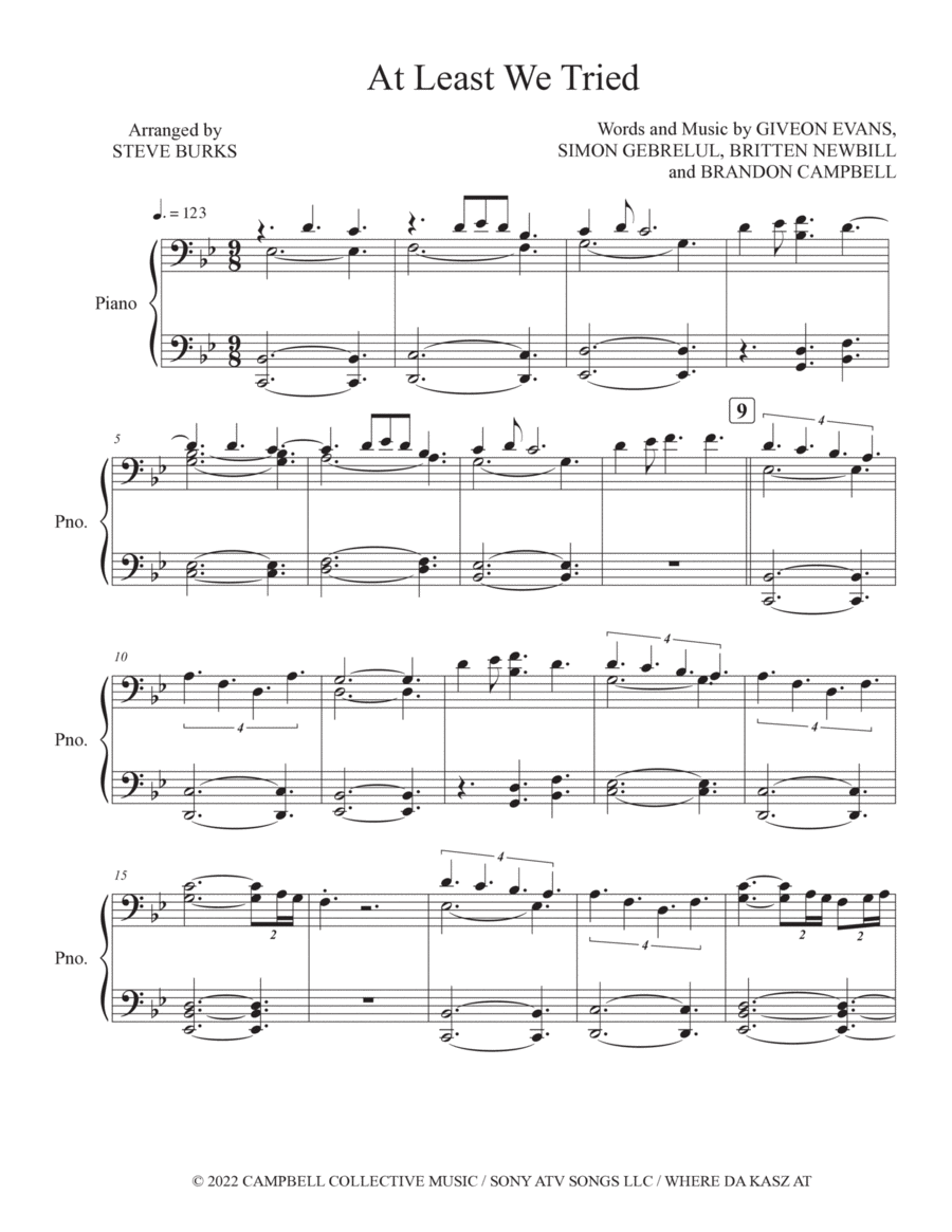 At Least We Tried Piano Solo scores gallery preview page 1