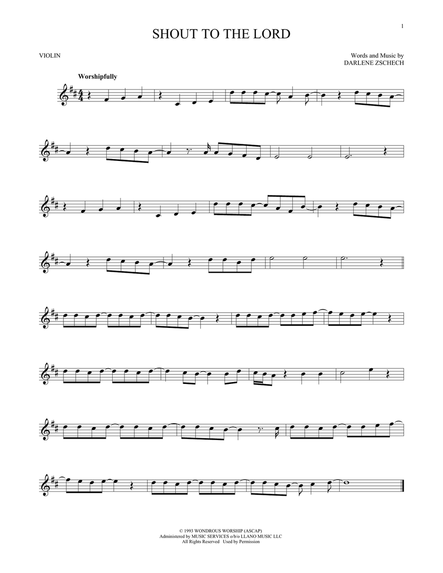 Shout To The Lord Violin Solo scores gallery preview page 1