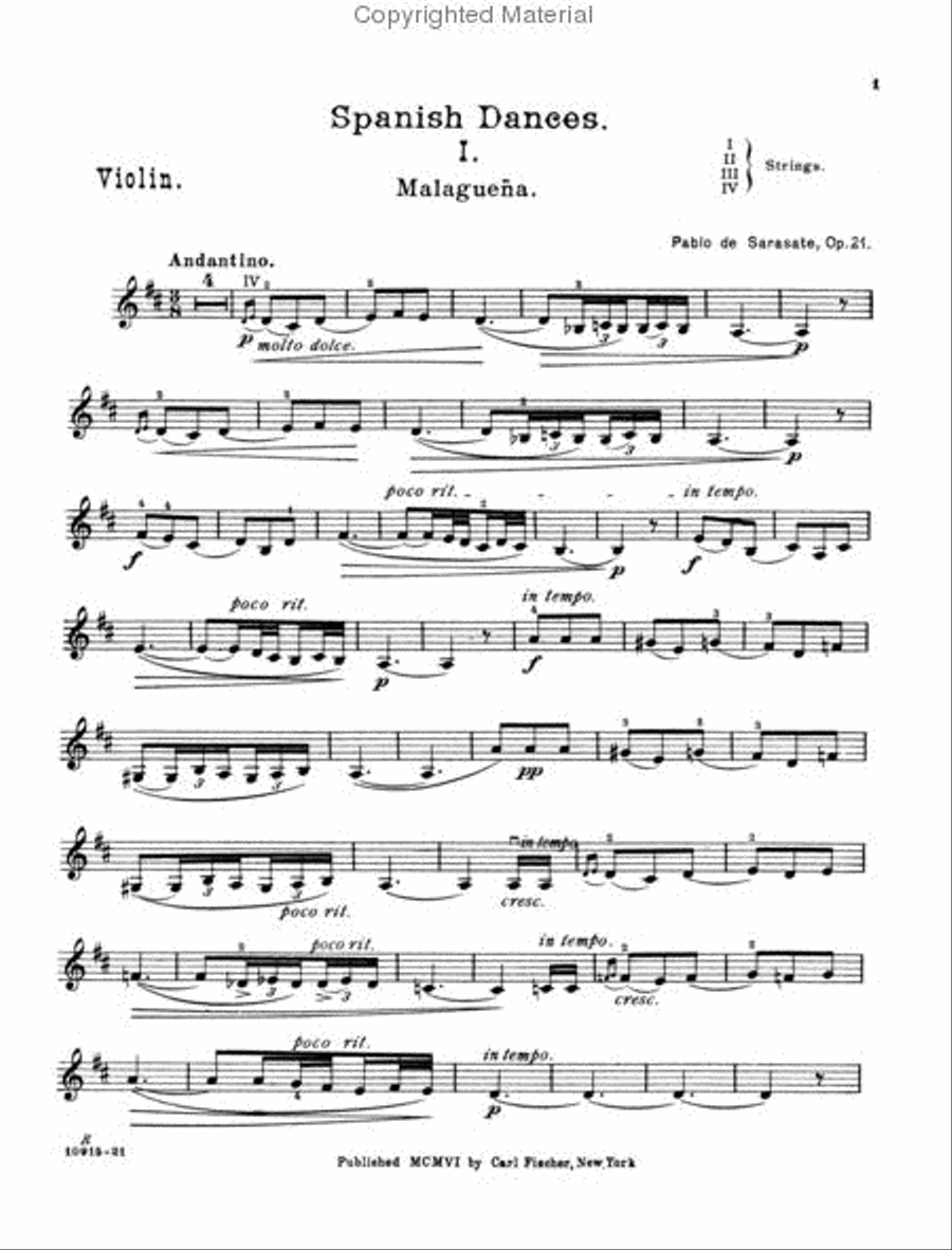 Malageuna From Spanish Dances Violin Solo scores gallery preview page 2