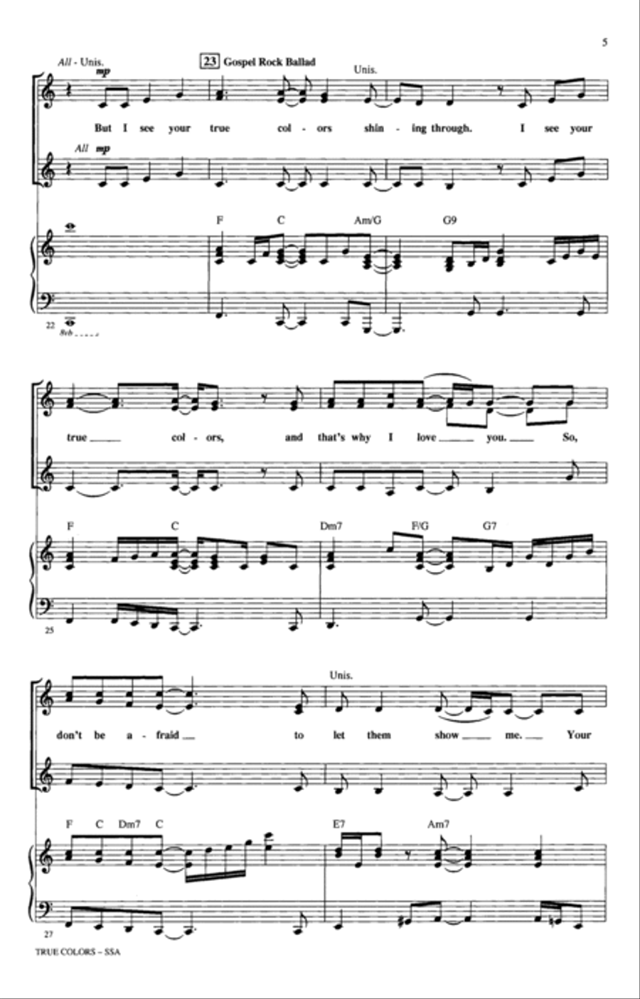 True Colors (arr. Mac Huff) SSA scores gallery preview page 4