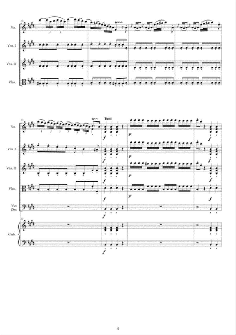 Vivaldi - Violin Concerto No.4 in E major RV 263 Op.9 for Violin, Strings and Cembalo Chamber Orchestra scores gallery preview page 4